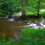 Über dieses Mühlrad wird der Blockhüttenteich mit Wasser gespeist Über dieses Mühlrad wird der Blockhüttenteich mit Wasser gespeist
